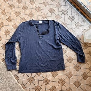 Acne studios men’s ultrasoft navy long sleeved Henley t shirt